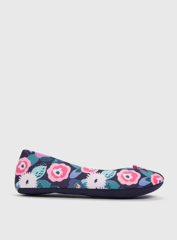 Buy Navy Floral Ballerina Slippers 6 Slippers Argos